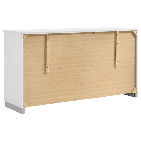 English Elm Fillmore White 4-Piece Eastern King Bedroom Set - Modern Design With Upholstered Headboard & Storage B062S01373
