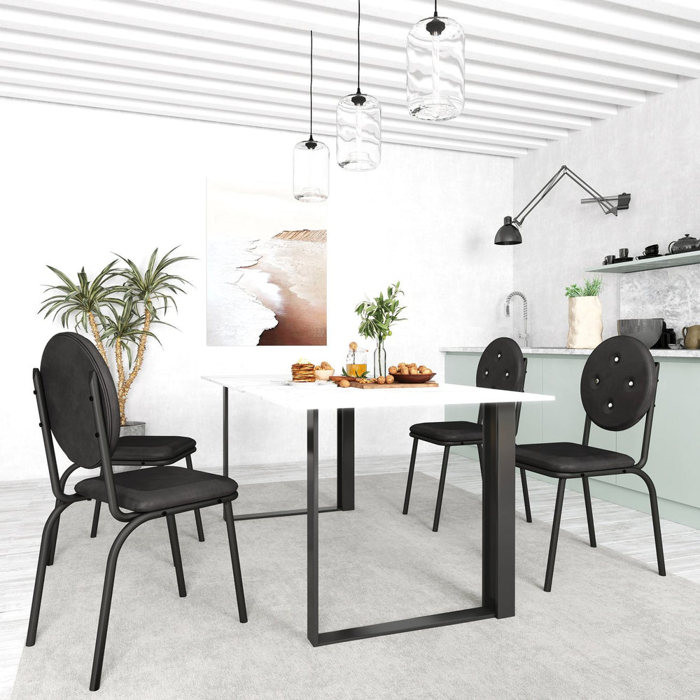 English Elm 4-piece Faux Leather Counter Stools Waterproof Upholstered Metal Frame Kitchen Set D665099243