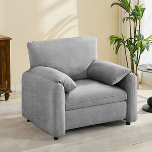 English Elm Modern Chenille Oversized Accent Chair with Thick Spring Cushion, Bread-Style Armrests, Grey, Cozy Reading Sofa (38") W1521P331584