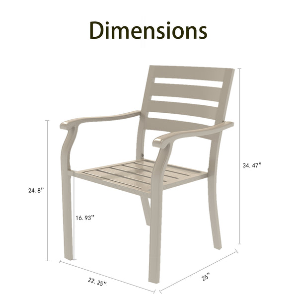 English Elm VRSHWO Iron Terrace Dining Chairs Set of 2 – All-Weather Bistro Metal Patio Seats, Rust-Resistant Design Cream Color W213P335870
