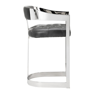 Sunpan Beaumont Ultra Contemporary Bar Stool with T-Shaped Back and Durable Design for Any Space Stainless Steel / Cantina Magnetite