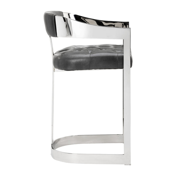 Sunpan Beaumont Ultra Contemporary Bar Stool with T-Shaped Back and Durable Design for Any Space Stainless Steel / Cantina Magnetite