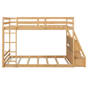 English Elm Full Bunk Bed with App Led Lighting Usb Charging Storage Drawers Kids Bedroom Natural N820S00080N