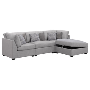 English Elm Lafayette Modular Grey Sectional Sofa with Ottoman Storage and Feather Down Cushions B062S01441