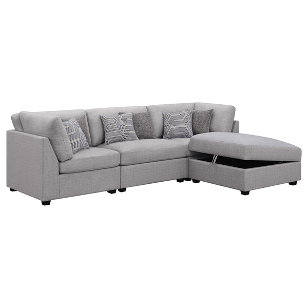 English Elm Lafayette Modular Grey Sectional Sofa with Ottoman Storage and Feather Down Cushions B062S01441