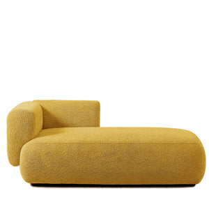 English Elm Upholstered Boucle Chaise Lounge with Foam Spring Seat and Warm Wooden Legs W5515P437358