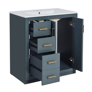 English Elm 60'' Bathroom Vanity Set With Elegant Ceramic Sink, Solid Wood Frame & Ample Storage For Modern Spaces N710SS00002C