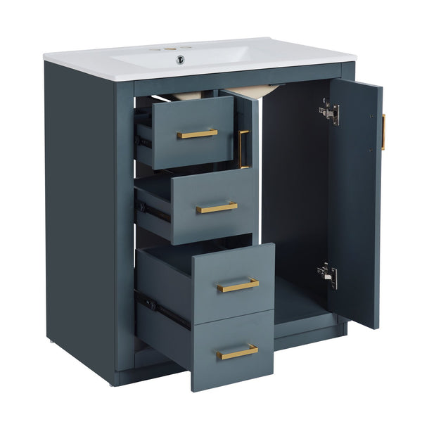 English Elm 60'' Bathroom Vanity Set With Elegant Ceramic Sink, Solid Wood Frame & Ample Storage For Modern Spaces N710SS00002C