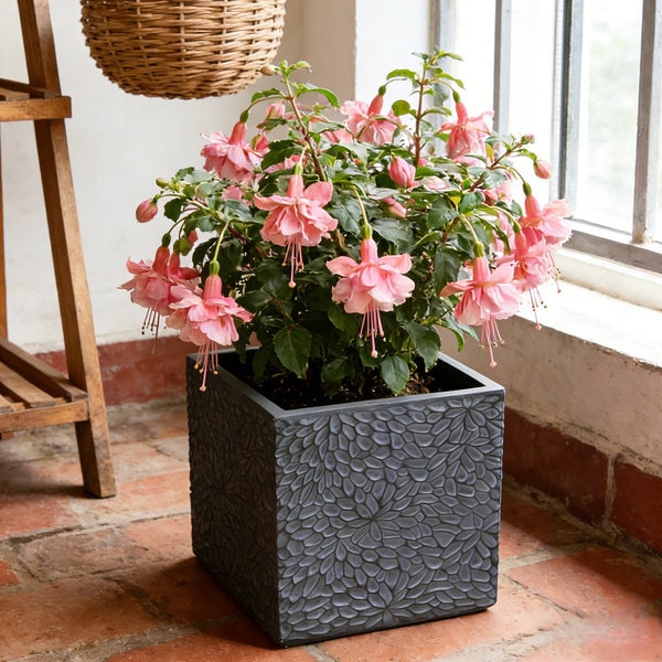 English Elm Large Concrete Texture Magnesium Oxide Round Planters Duo Indoor Outdoor Patio W5212P434279