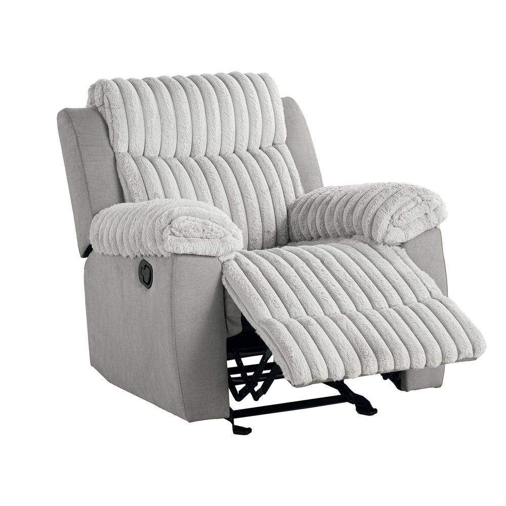 English Elm Transitional Glider Recliner with No-Gap Footrest, Plush Pillow Arms and Attached Back Cushion for Comfort Gray 30 L x 35 W x 26 H B2741P391763
