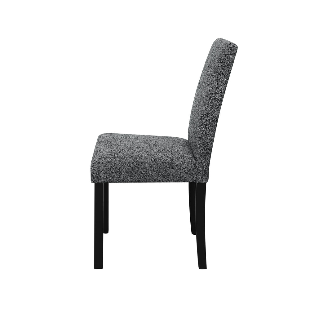 English Elm Grey Modern 5PC Dining Set with High-Gloss Table and 4 Fabric Chairs, Solid Wood+MDF, Sturdy Design B201P390561