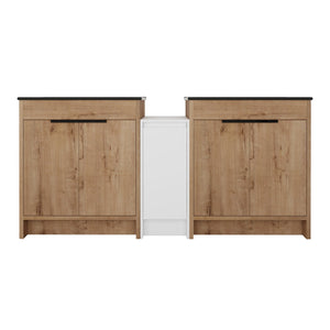 English Elm 72 Inch Freestanding Bathroom Vanity With Black Ceramic Sink, Soft-Close Doors & Ample Storage W999S00324