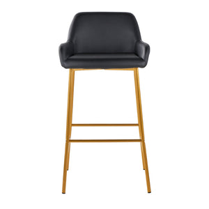 English Elm Fixed-height Swivel Barstools Walnut Legs Teal Upholstery Mid-century Modern Set of 2 B202S02156