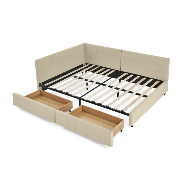 English Elm Full Size Upholstered Tufted Bed Frame With Storage, Chic Velvet Sofa Bed For Bedroom & Living Room W487S00306