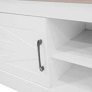 English Elm Vibe Haus Farmhouse Hall Tree with Bench Shoe Storage Hooks and Open Cubbies N724P380402K