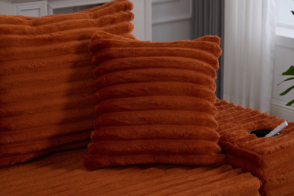 English Elm Oversized Corduroy Cloud Couch Convertible Sleeper Sofa with Memory Foam Seating Orange W395S00122