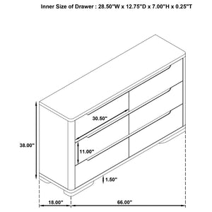 English Elm Mirador Six Drawer Elm Veneer Dresser with Brushed Nickel Pulls for Modern Bedrooms B062P447745