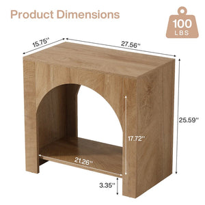 English Elm Storage Side Table Solid Wood Cherry Finish Two Open Shelves for Slim Space Entryways T3971P458898