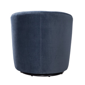 English Elm Oaklynn Barrel Swivel Accent Chair in Durable Performance Fabric — Stain-Resistant, 360° Comfort Navy B050P281008