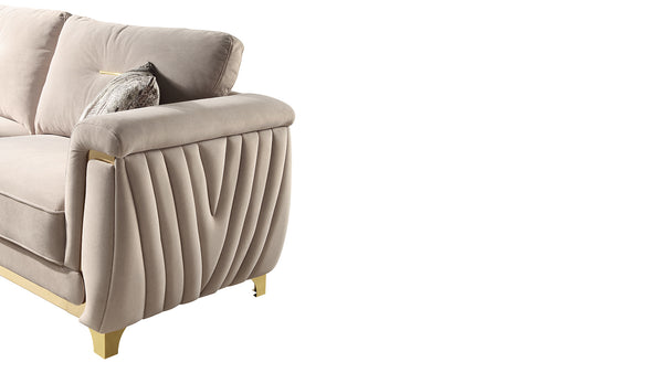 English Elm Leena Gold-Accented Contemporary Upholstery Sofa with Plush Cushions, Solid Wood Frame, Beige Elegance B009P264617
