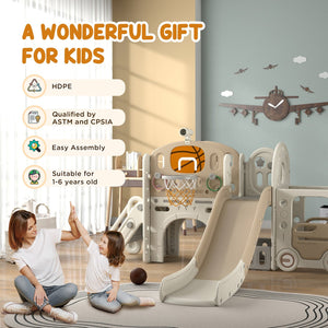 English Elm Qaba 9 in 1 Toddler Activity Climber Indoor Slide Set with Car Theme Play Center W2225P229333