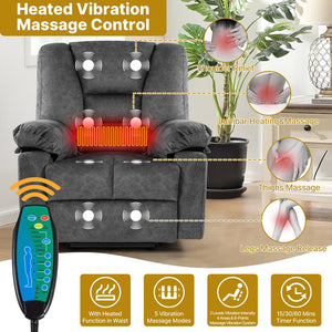 English Elm Power Lift Recliner with Massage & Heat, 8-Point Therapy, Timer & Easy Power Lift Assistance Grey W1403P177439