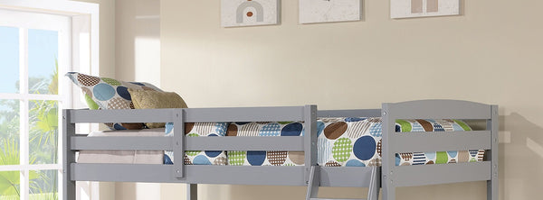 English Elm Modern Twin Over Twin Bunk Bed with Front Ladder, Safety Rails & Two Underbed Drawers, Solid Slat Support Gray 17 L x 80 W x 8 H B2741P345240