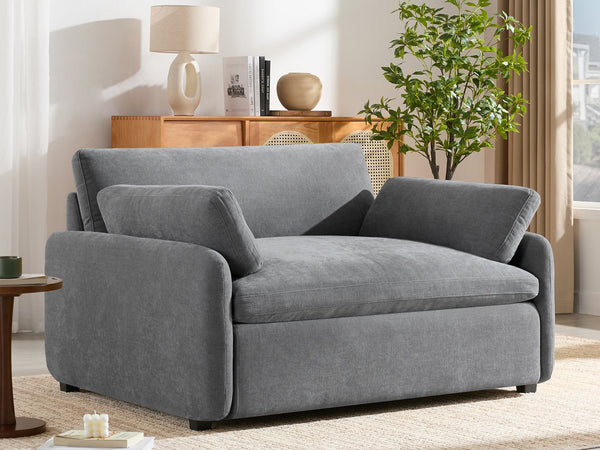English Elm 50*43" Oversized Chenille Armchair Deep Lounge Seat Modern Minimalist Living Room Chair Gray N723S5042R