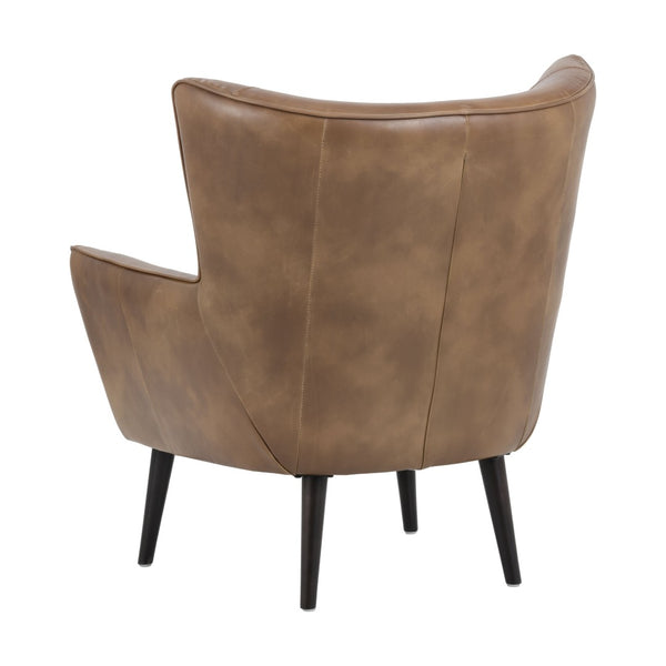 Sunpan LUTHER Mid-Century Lounge Chair in Tobacco Tan - Stylish, Easy-Care Faux Leather Comfort & Support 101966V