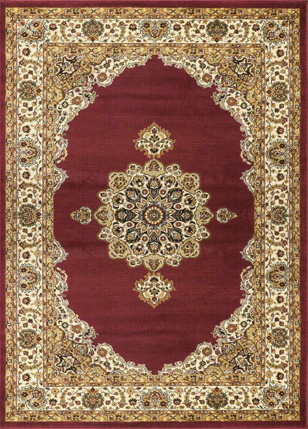 English Elm Classic Persian Medallion Area Rug Bold Red Oriental Pattern for Living or Dining Rooms B186P452271
