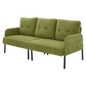 English Elm United We Win Corduroy Loveseat Plush Ergonomic Sofa with Spring Support Metal Legs Olive Green W1568P410049