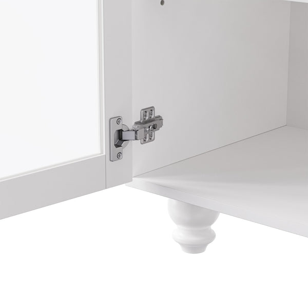 English Elm On-Trend Farmhouse Tv Stand With Solid Wood Legs, Glass Doors & Adjustable Shelves For Tvs Up To 70" N721S000041K-GIGA