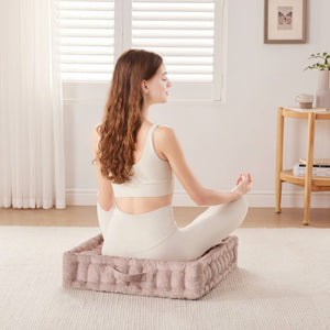 English Elm Poly Chenille Square Floor Pillow Cushion Plush 24x24 Inch Soft Polyester Seat Pad for Cozy Living Spaces Blush 3.22 L x 23.03 W x 12.8 H B035P280522