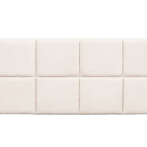 English Elm Christopher Knight Home® - Boucle Queen Upholstered Bed Frame with Square-Stitched Headboard, Beige Fabric & Black Legs - Cozy Platform Design N758Q545253A