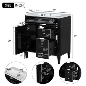 English Elm 30'' Modern Bathroom Vanity With Sink, Stylish Storage Cabinet & Tip-Out Drawer For Organized Elegance SW000122AAB-2