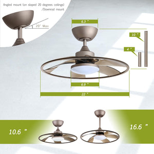 English Elm Light Pro 22" Led Indoor Coffee Ceiling Fan With Remote - Smart Control, Energy-Efficient Design T3177P284012