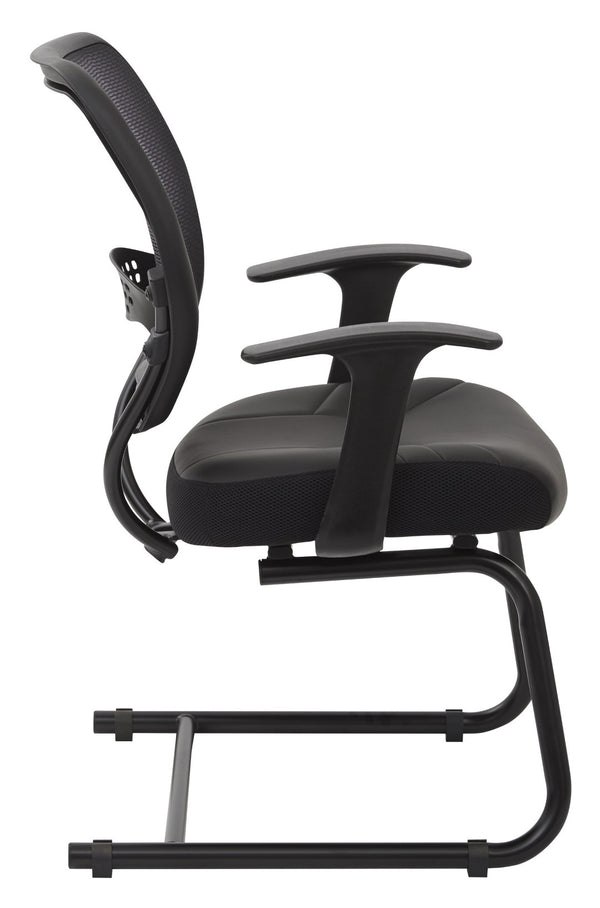 OSP Home Furnishings Professional Visitors Chair with Bonded Leather Seat and Mesh Back for Modern Offices 5705E