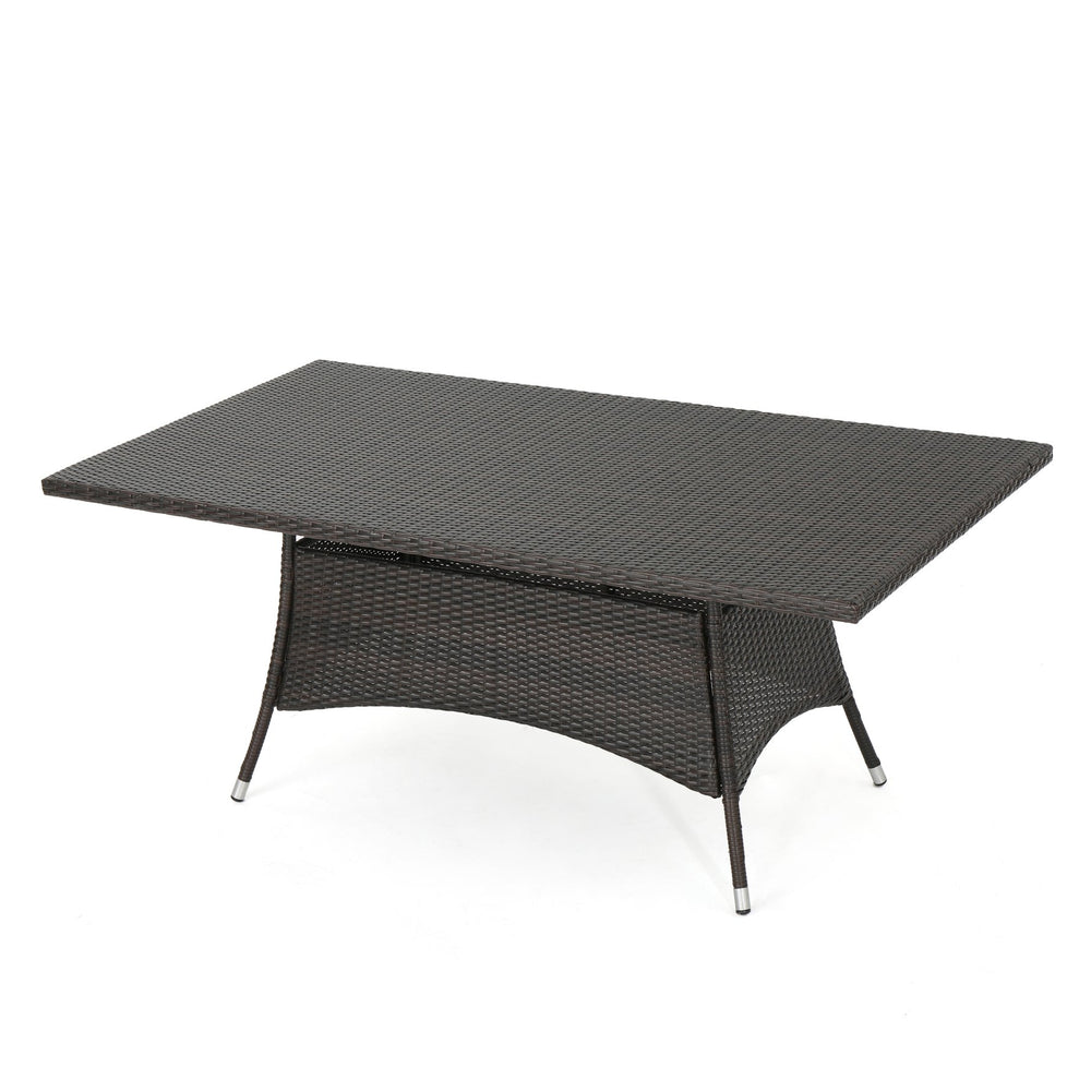 English Elm Corsica Outdoor Rectangular Wicker Dining Table Seats Six for Patio Entertaining N767P360874B