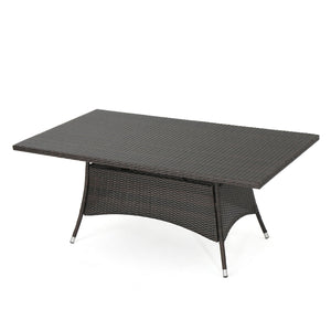 English Elm Corsica Outdoor Rectangular Wicker Dining Table Seats Six for Patio Entertaining N767P360874B