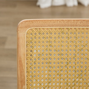 English Elm Mid Century Modern Dining Chairs Set Of 2 - Stylish Velvet Accent With Rattan Back & Chrome Base W1143P342096