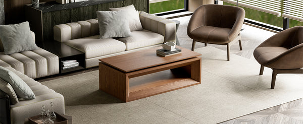 English Elm 43.3'' Wood Veneer Lift Top Coffee Table with Hidden Storage for Living Room Walnut W1435P453255