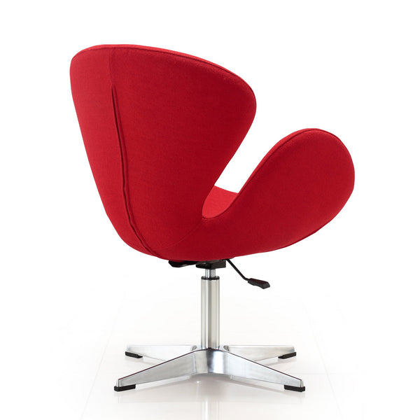 English Elm Raspberry Upholstered Swivel Lounge Chair with Adjustable Height, Polished Chrome Base & Plush Seat Red B365P397950