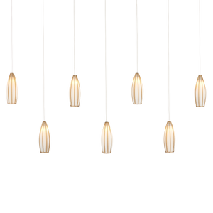 Parish Rectangular Multi-Drop Pendant - Elegant White Glass Shades in Antique Brass Finish Design