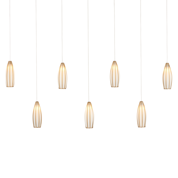 Parish Rectangular Multi-Drop Pendant - Elegant White Glass Shades in Antique Brass Finish Design