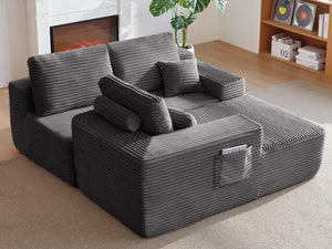 English Elm 104" Modular Cloud Sectional Plush Corduroy Deep Seat Sofa for Living Rooms W3975S00045