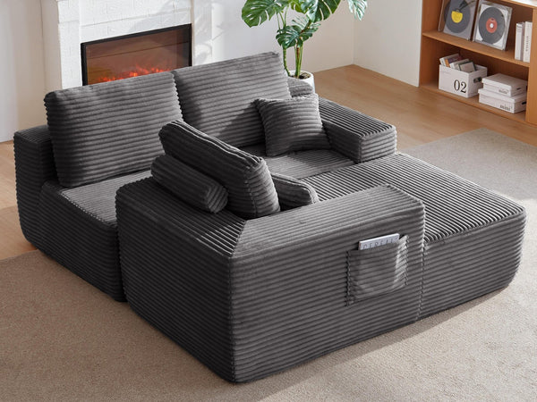 English Elm 104" Modular Cloud Sectional Plush Corduroy Deep Seat Sofa for Living Rooms W3975S00045