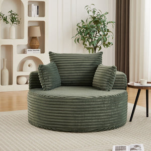 English Elm 50"l Corduroy Oversized Sleeper Chair with Neck Pillow Support for Lounge or Bedroom Green W834P405866