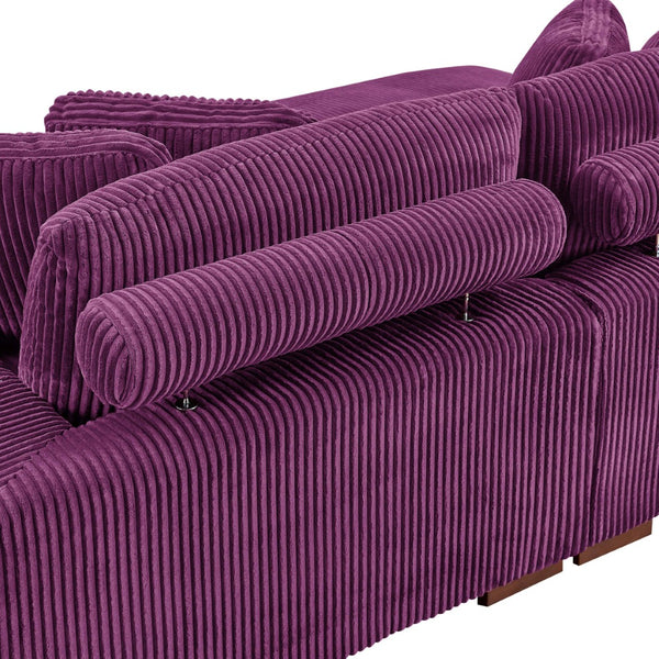 English Elm Large Corduroy Double Chaise Sectional Sofa with Lumbar Support for Spacious Living Rooms Purple B2748S00019