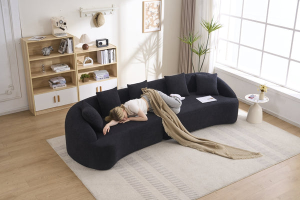 English Elm Compression Foam Curved Sectional Chenille Sleeper Sofa for Modern Living Rooms W2231S00051