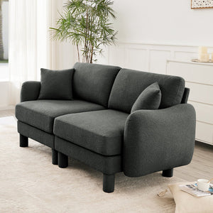 English Elm Boucle 2-Seater Loveseat Sofa In Dark Grey - Soft Fabric, Shell-Shaped Armrests, Modern Comfort W3041S00298